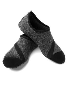 FitKicks Packable Travel Flats Yoga Barre Shoes Heathered Black NWT Women’s 7–8